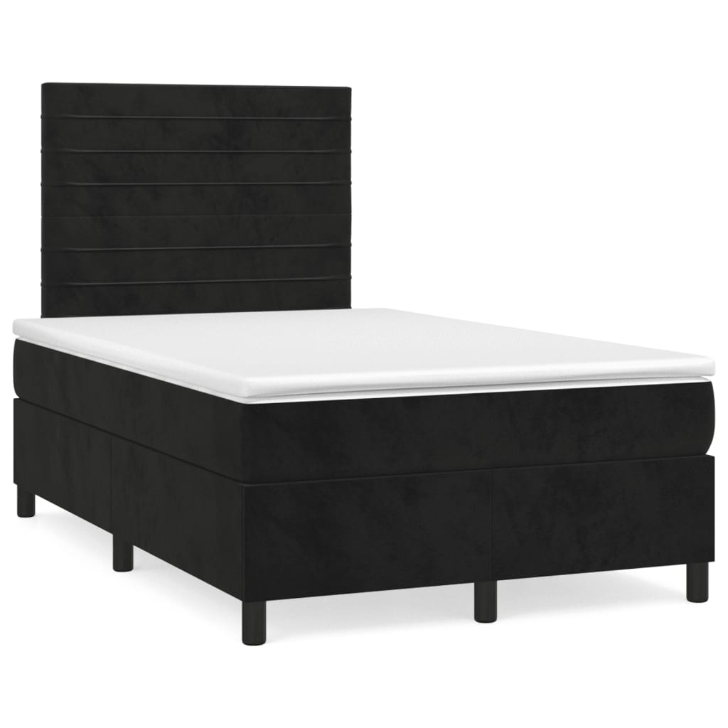 Boxspring Met Matras Fluweel Zwart 120 x 200 cm Horizontale strepen