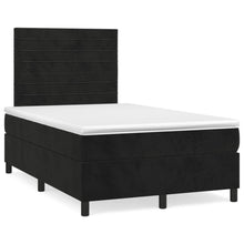 Boxspring Met Matras Fluweel Zwart 120 x 200 cm Horizontale strepen