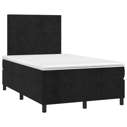 Boxspring Met Matras Fluweel Zwart 120 x 200 cm Horizontale strepen