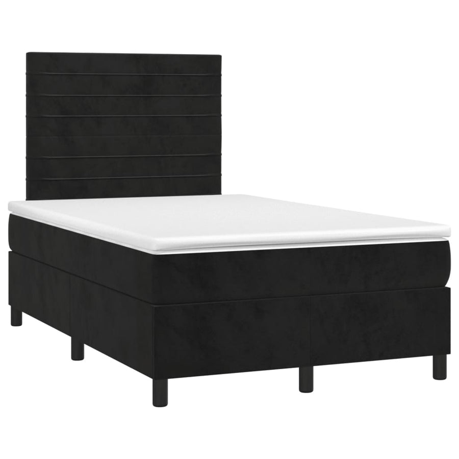 Boxspring Met Matras Fluweel Zwart 120 x 200 cm Horizontale strepen
