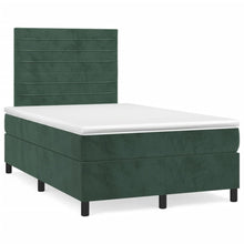 Boxspring Met Matras Fluweel Donkergroen 120 x 200 cm Horizontale strepen