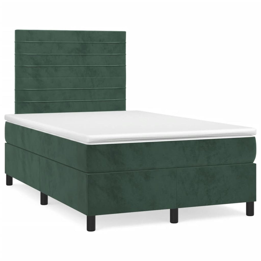 Boxspring Met Matras Fluweel Donkergroen 120 x 200 cm Horizontale strepen