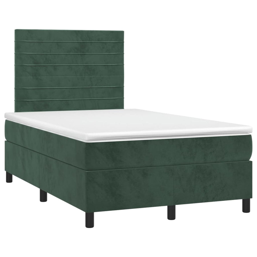 Boxspring Met Matras Fluweel Donkergroen 120 x 200 cm Horizontale strepen