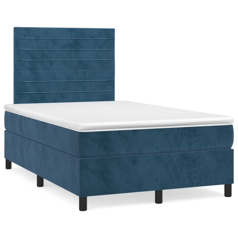 Boxspring met matras fluweel donkerblauw 120x200 cm 120 x 200 cm Donkerblauw