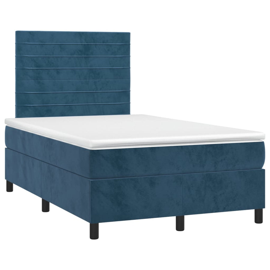 Boxspring met matras fluweel donkerblauw 120x200 cm 120 x 200 cm Donkerblauw