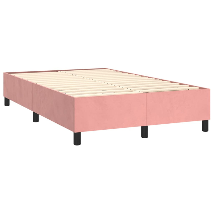 Boxspring met matras fluweel roze 120x200 cm 120 x 200 cm Horizontale strepen