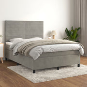 Boxspring met matras 140x190 cm lichtgrijs fluweel
