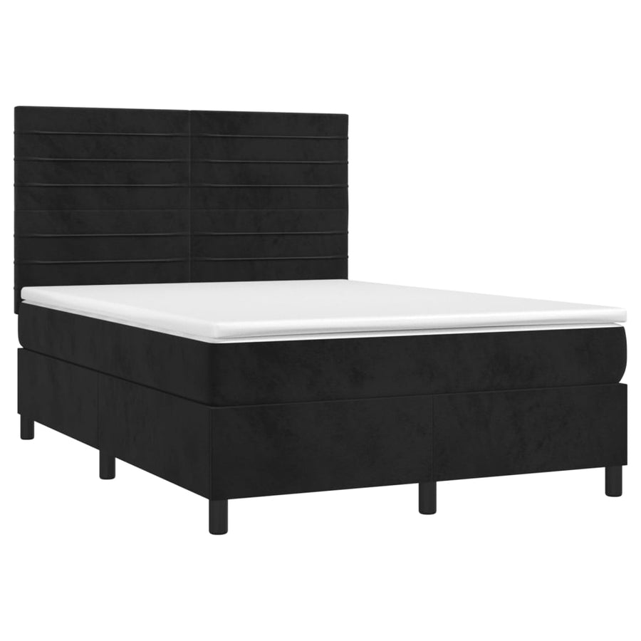 Boxspring met matras fluweel zwart 140x190 cm 140 x 190 cm Zwart