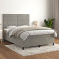 Boxspring met matras fluweel lichtgrijs 140x200 cm