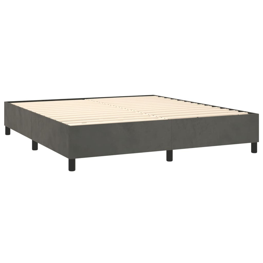 Boxspring Met Matras Fluweel Donkergrijs 160 x 200 cm Horizontale strepen
