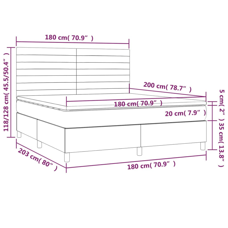 Boxspring met matras fluweel donkergroen 180x200 cm 180 x 200 cm Horizontale strepen