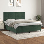 Boxspring met matras fluweel donkergroen 180x200 cm 180 x 200 cm Horizontale strepen