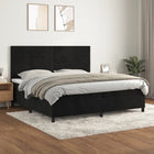 Box spring with velvet mattress black 200x200 cm