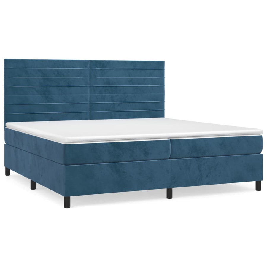 Boxspring met matras fluweel donkerblauw 200x200 cm 200 x 200 cm Donkerblauw