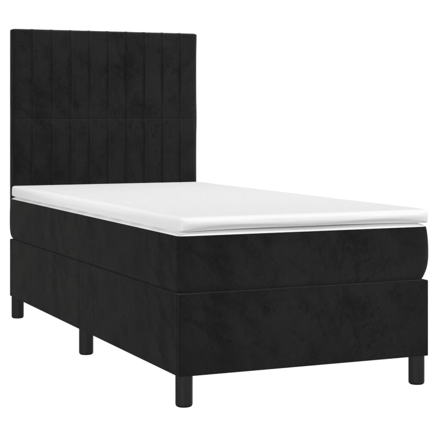 Boxspring Met Matras Fluweel Zwart 80 x 200 cm Verticale strepen
