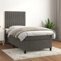 Boxspring met matras fluweel donkergrijs 90x200 cm