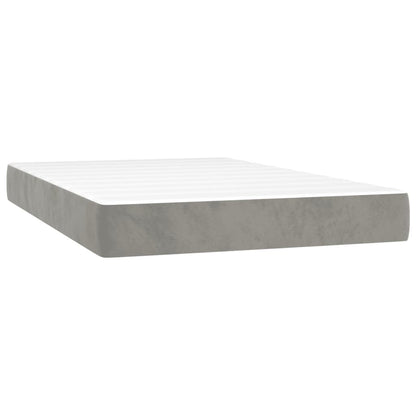 Boxspring Met Matras Fluweel Lichtgrijs 120 x 200 cm Verticale strepen