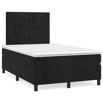 Boxspring Met Matras Fluweel Zwart 120 x 200 cm Verticale strepen