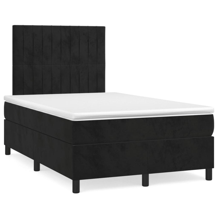 Boxspring Met Matras Fluweel Zwart 120 x 200 cm Verticale strepen