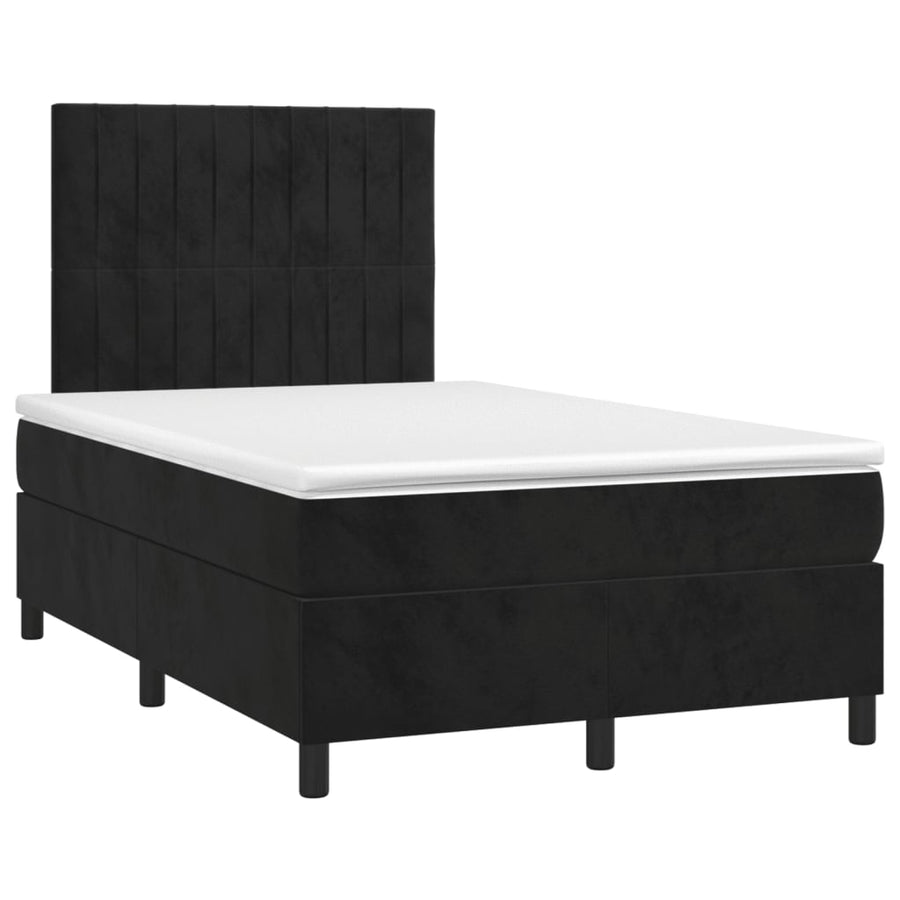 Boxspring Met Matras Fluweel Zwart 120 x 200 cm Verticale strepen