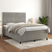 Boxspring bed 140x190 cm lichtgrijs fluweel