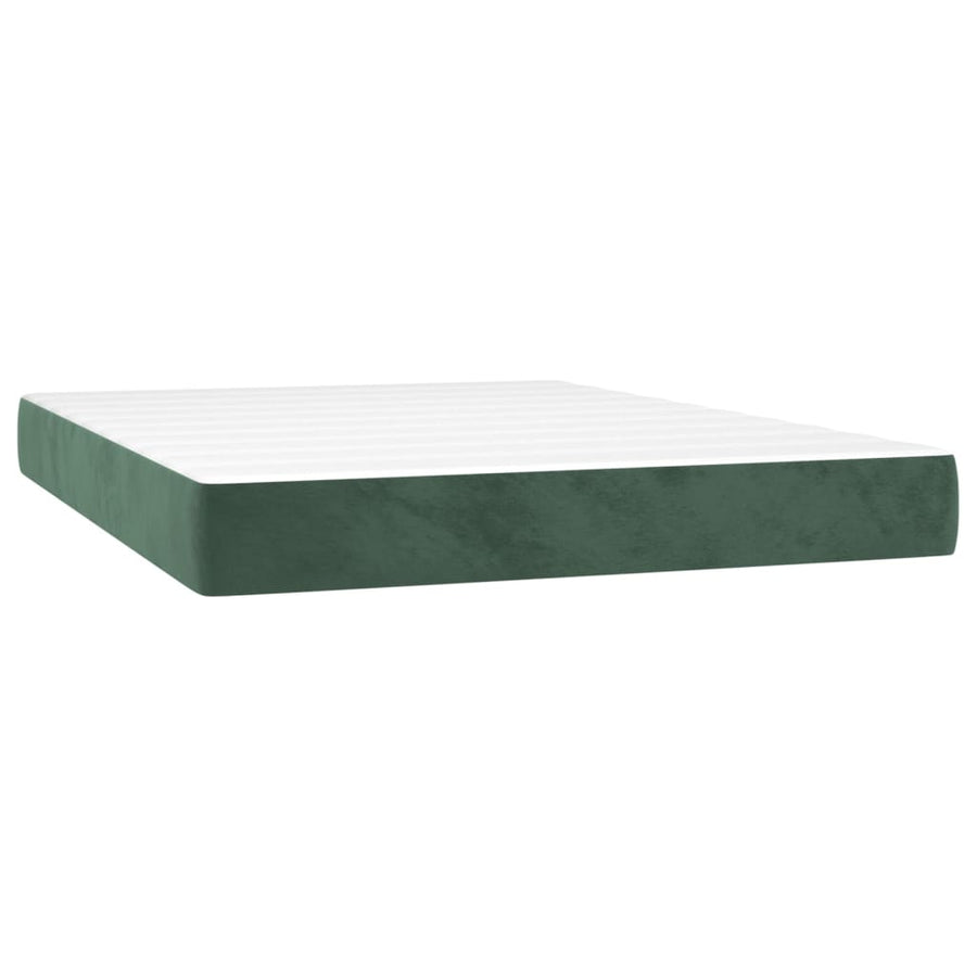 Boxspring Met Matras Fluweel Donkergroen 140 x 200 cm Verticale strepen