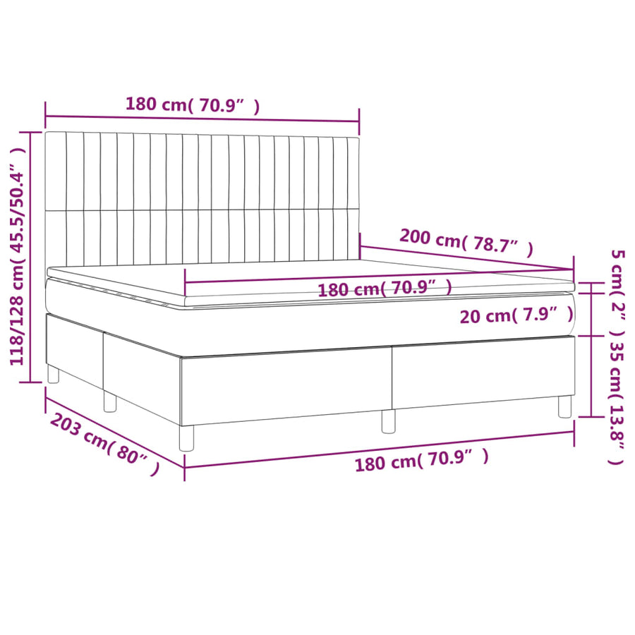 Boxspring Met Matras Fluweel Zwart 180 x 200 cm Verticale strepen