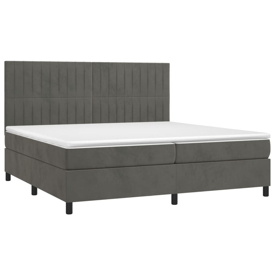 Boxspring Met Matras Fluweel Donkergrijs 200 x 200 cm Verticale strepen