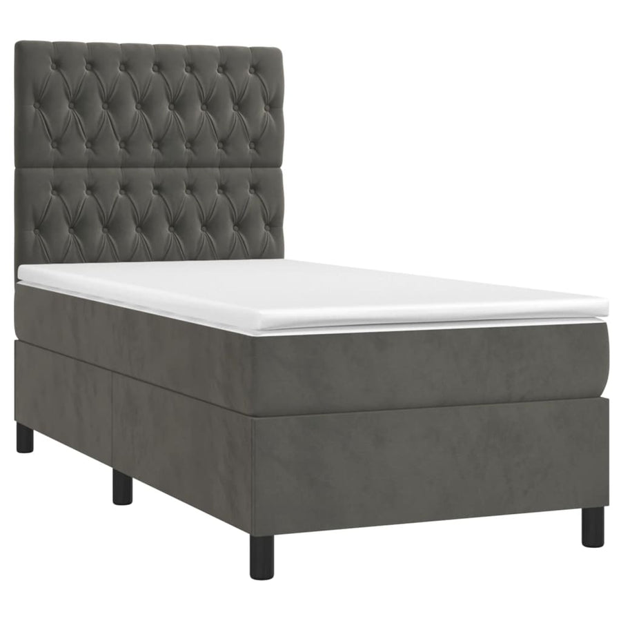 Boxspring Met Matras Fluweel Donkergrijs 80 x 200 cm Getuft ontwerp
