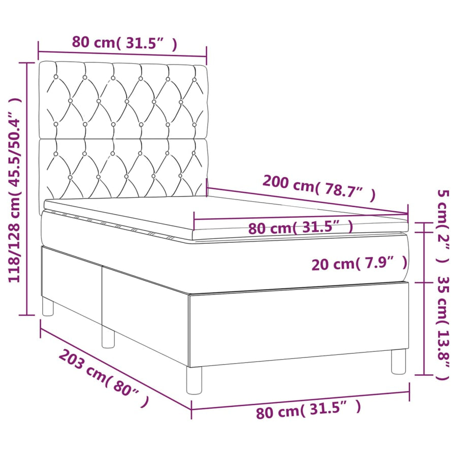 Boxspring Met Matras Fluweel Donkergroen 80 x 200 cm Getuft ontwerp