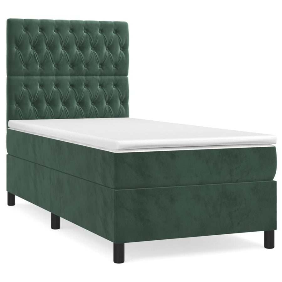 Boxspring Met Matras Fluweel Donkergroen 90 x 190 cm Getuft ontwerp