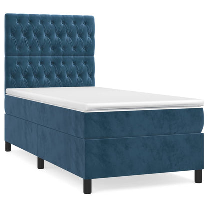 Boxspring met matras fluweel donkerblauw 90x190 cm 90 x 190 cm Donkerblauw
