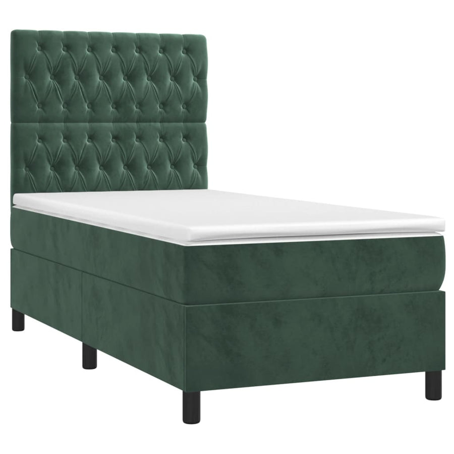 Boxspring Met Matras Fluweel Donkergroen 90 x 200 cm Getuft ontwerp