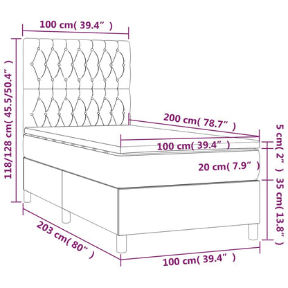Boxspring Met Matras Fluweel Donkergroen 100 x 200 cm Getuft ontwerp