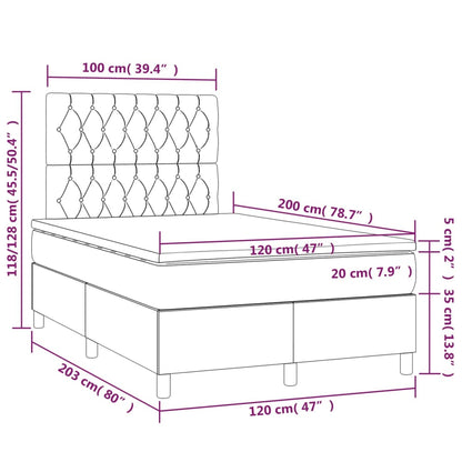 Boxspring Met Matras Fluweel Donkergrijs 120 x 200 cm Getuft ontwerp