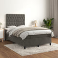 Boxspring met matras fluweel donkergrijs 120x200 cm