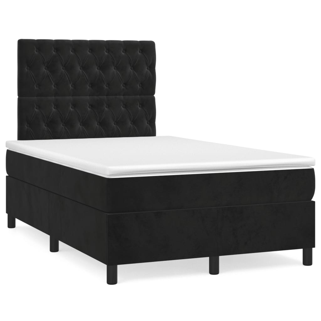 Boxspring Met Matras Fluweel Zwart 120 x 200 cm Getuft ontwerp