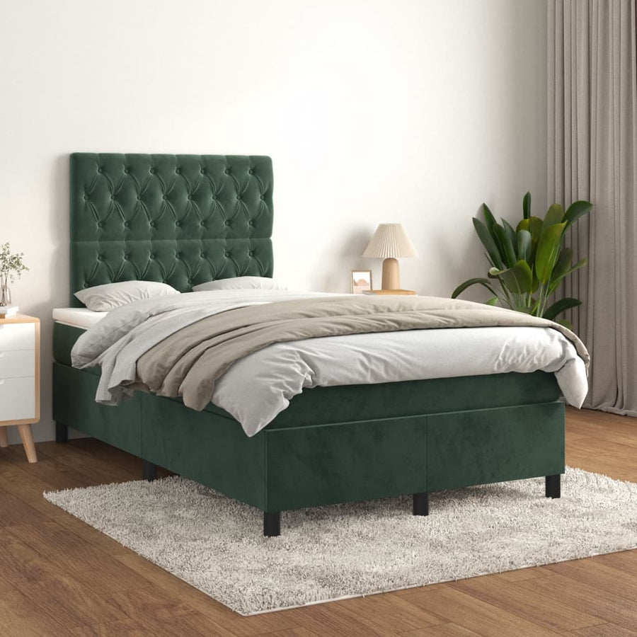 Boxspring Met Matras Fluweel Donkergroen 120 x 200 cm Getuft ontwerp
