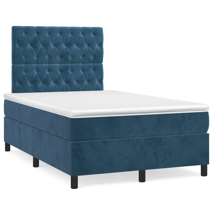 Boxspring Met Matras Fluweel Donkerblauw 120 x 200 cm Getuft ontwerp