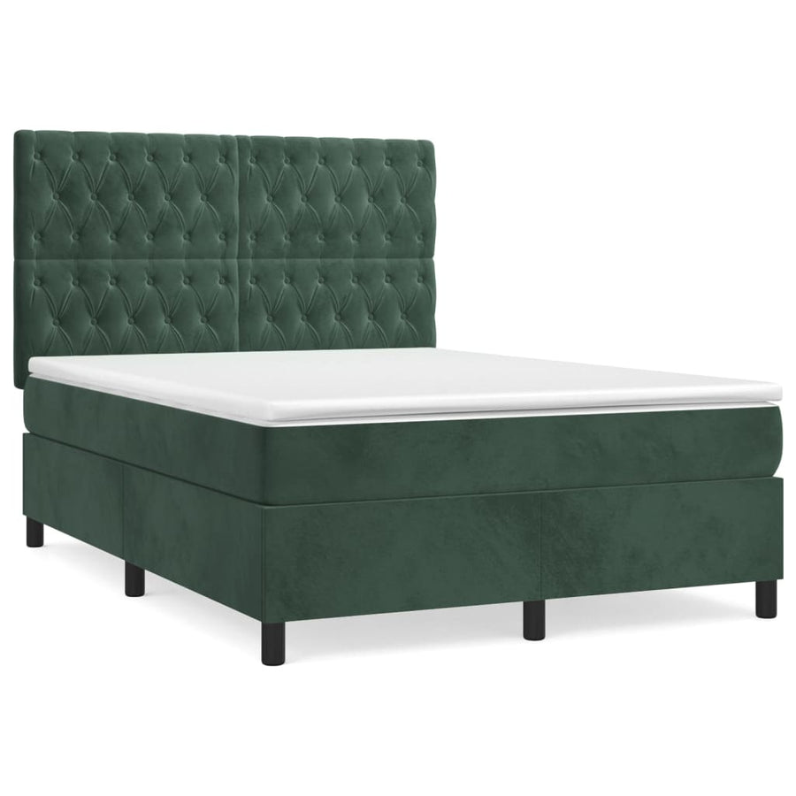 Boxspring Met Matras Fluweel Donkergroen 140 x 200 cm Getuft ontwerp