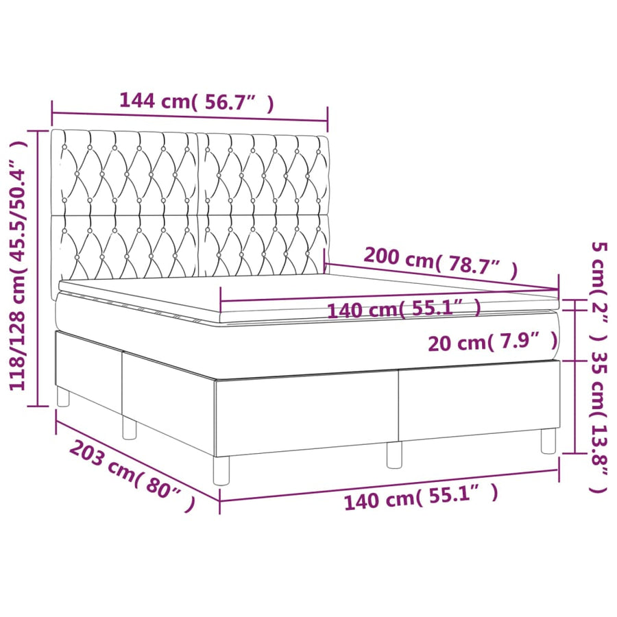 Boxspring Met Matras Fluweel Donkerblauw 140 x 200 cm Getuft ontwerp