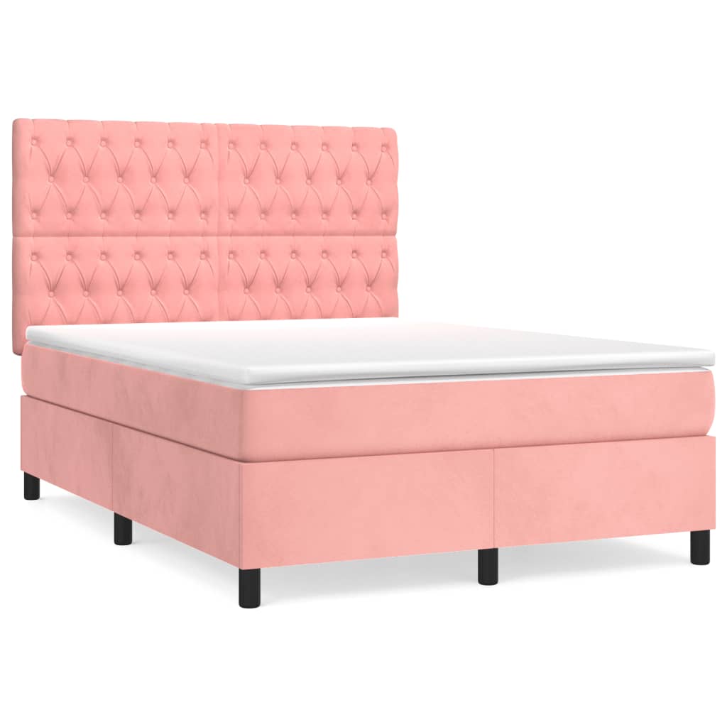 Boxspring Met Matras Fluweel Roze 140 x 200 cm Getuft ontwerp
