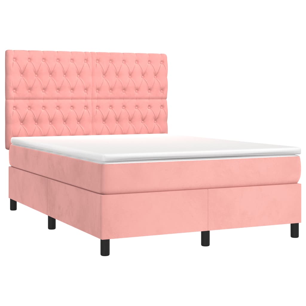 Boxspring Met Matras Fluweel Roze 140 x 200 cm Getuft ontwerp