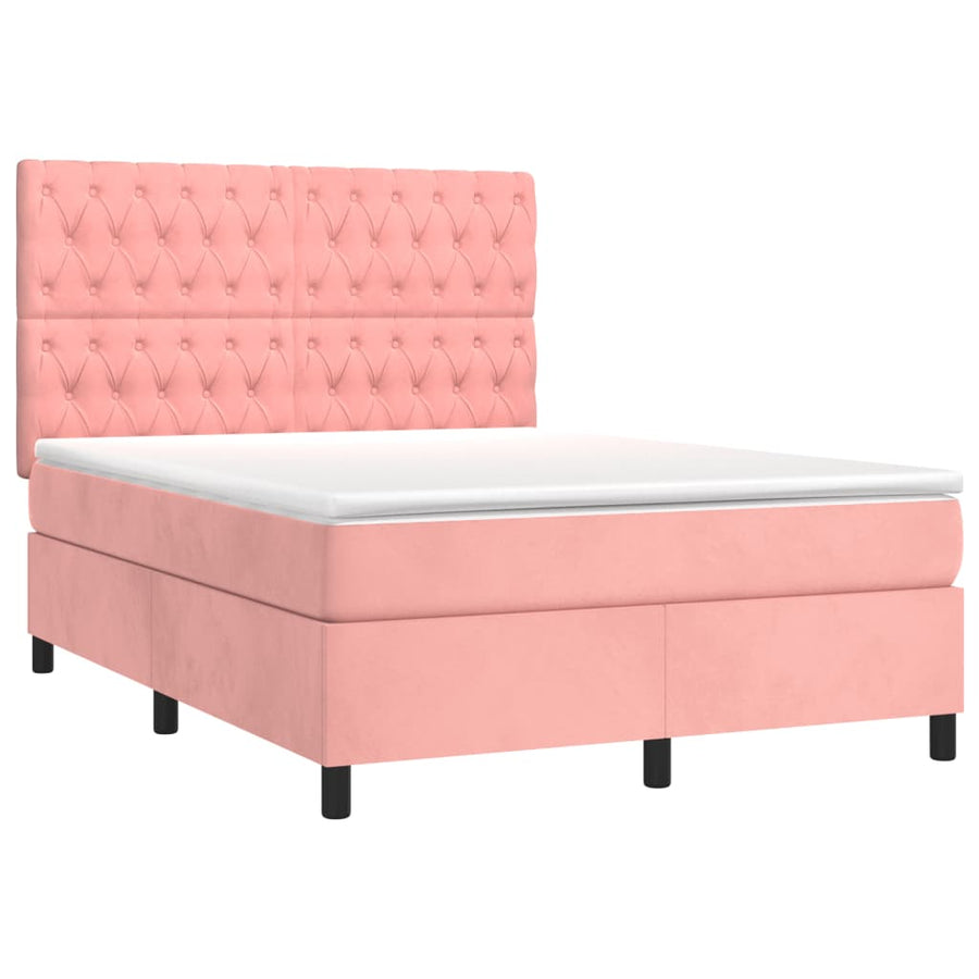Boxspring Met Matras Fluweel Roze 140 x 200 cm Getuft ontwerp