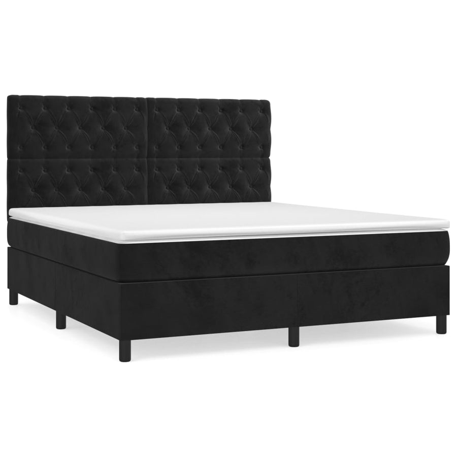 Boxspring Met Matras Fluweel Zwart 160 x 200 cm Getuft ontwerp