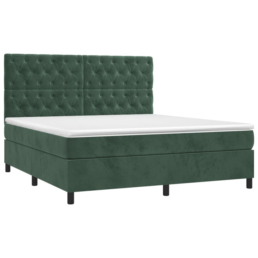 Boxspring Met Matras Fluweel Donkergroen 160X200 Cm Donkergroen 160 x 200 cm Getuft ontwerp