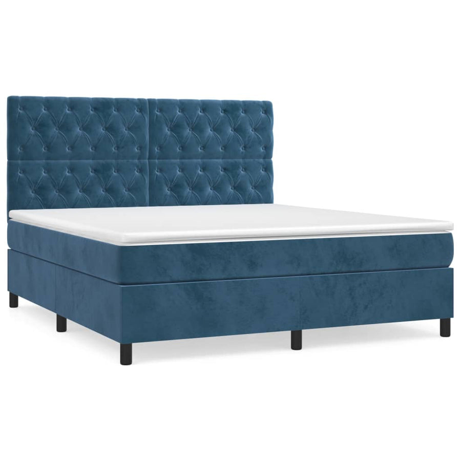 Boxspring Met Matras Fluweel Donkerblauw 160 x 200 cm Getuft ontwerp