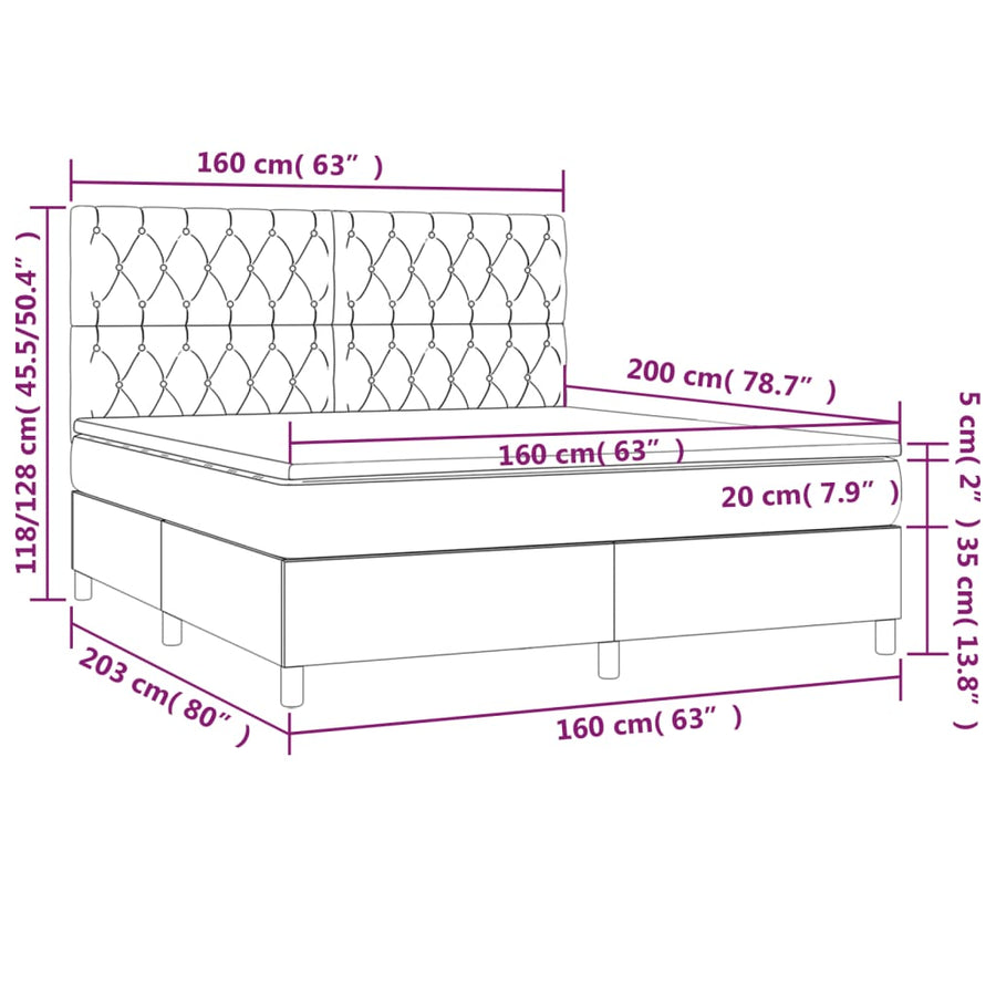 Boxspring Met Matras Fluweel Donkerblauw 160 x 200 cm Getuft ontwerp