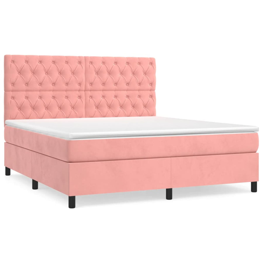 Boxspring Met Matras Fluweel Roze 160 x 200 cm Getuft ontwerp