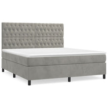 Boxspring Met Matras Fluweel Lichtgrijs 180 x 200 cm Getuft ontwerp